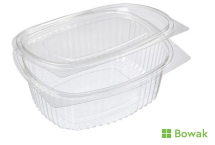 Oval Hinged Salad Container Clear 1000ml