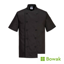Kent Chefs Jacket Black X-Sml Short Sleeve