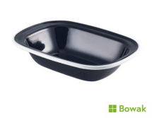 Enamel Pie Dish Black 18cm Rectangular White Rim