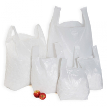 White HT Vest Carrier Bag 11 x 16 x 20inch  Butchers